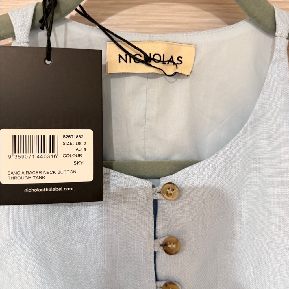 NWT NICHOLAS THE LABEL Sky Blue Sancia Top in sz. 2 - Picture 8 of 16